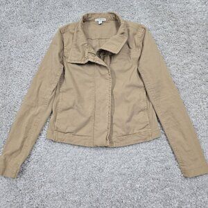 Standard James Perse Cropped Moto Jacket Womens 3 Large Tan Full Zip